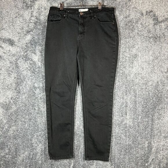 Free People Jeans Womens 29 Black Skinny Tapered Denim Comfort Stretch - Picture 1 of 8
